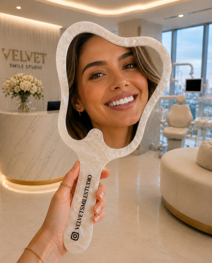 Personalized Dental Hand Mirror – Custom Tooth-Shaped Client Reveal Mirror