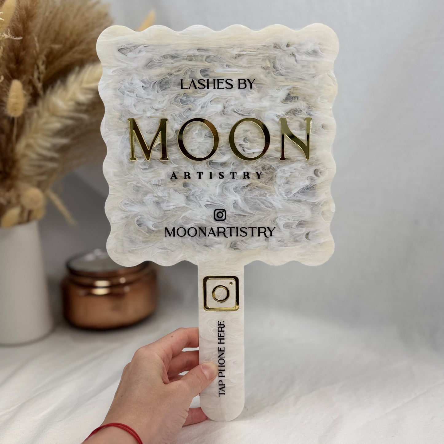 Custom Acrylic NFC Mirror – Personalized Handheld Mirror for Beauty Professionals