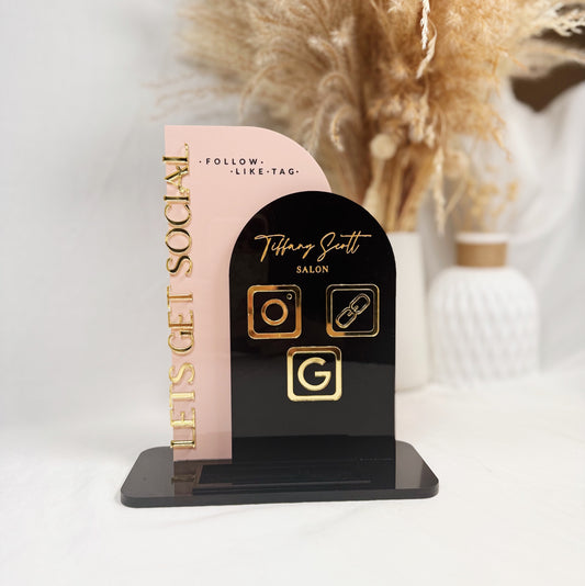 Custom NFC Social Media Sign & Business Card Holder – Double Arch