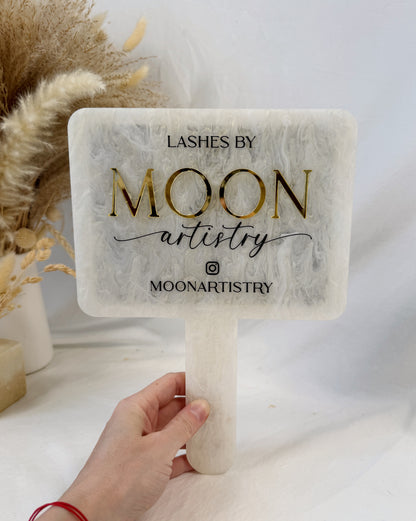 Personalized Handheld Salon Mirror – Acrylic Client Reveal Mirror for Beauty Professionals