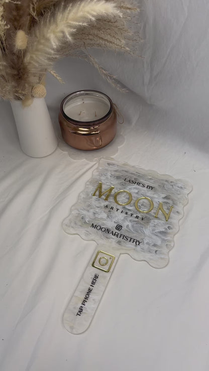 Custom Acrylic NFC Mirror – Personalized Handheld Mirror for Beauty Professionals