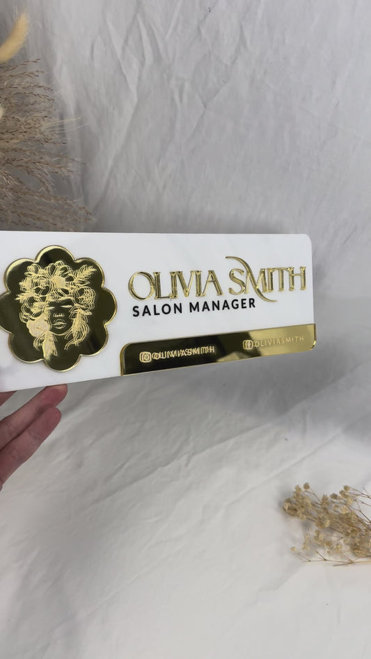 Custom Name Sign with 3D Acrylic Letters –Personalized Door or Wall Sign for Beauty Salon, Lash Tech, Hair Stylist, MUA, or Office Decor