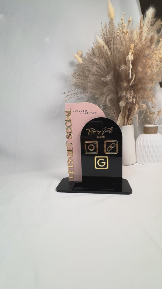 Custom NFC Social Media Sign & Business Card Holder – Double Arch